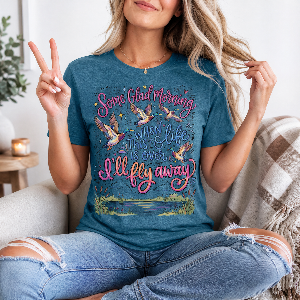 I'll Fly Away Flying Ducks Christian Graphic Tee