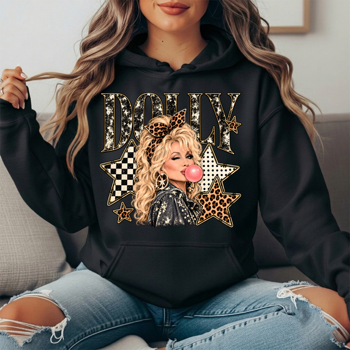 Dolly Bubblegum & Leopard Stars Graphic Hoodie