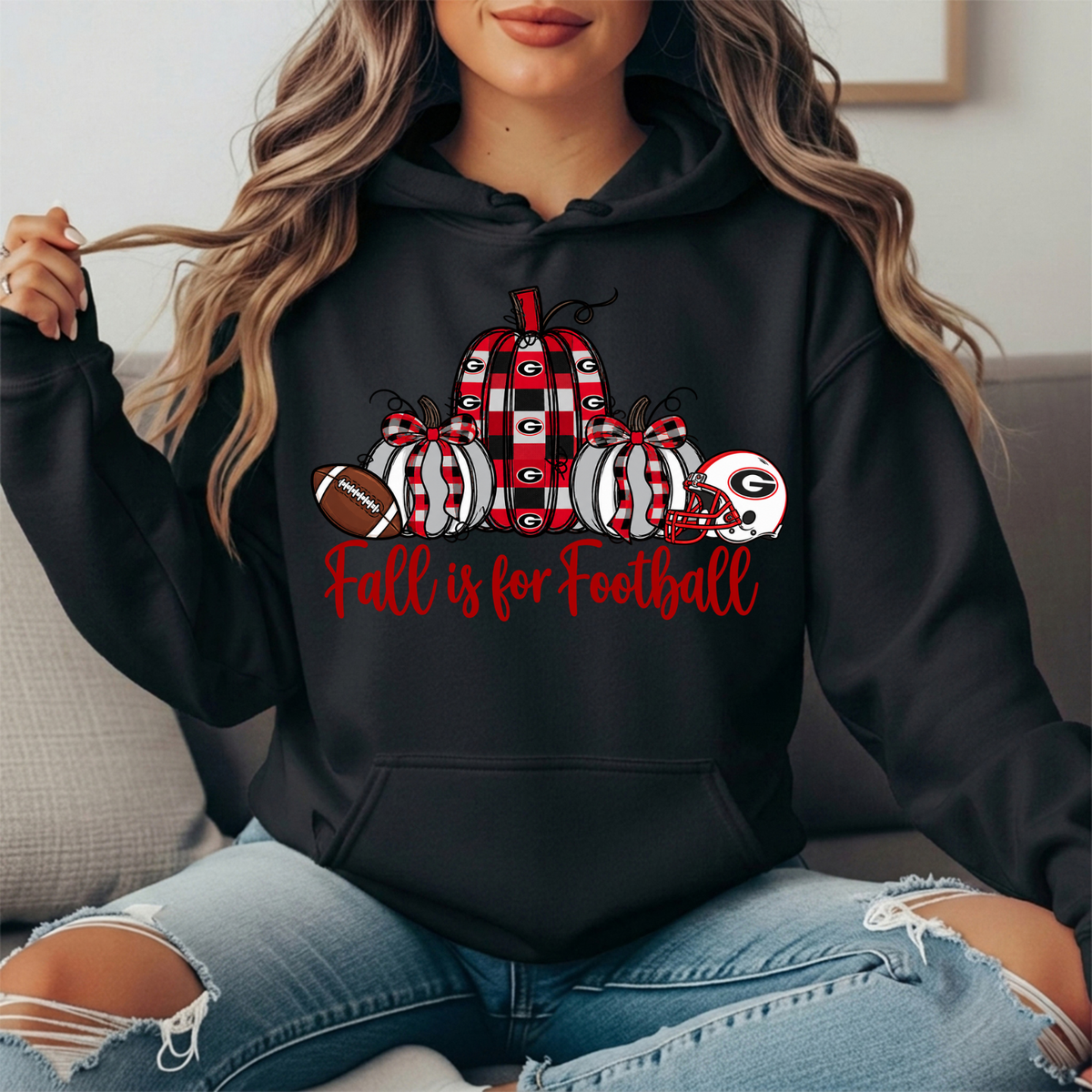 Georgia Bulldogs Fall Is for Football Pumpkin Graphic Hoodie