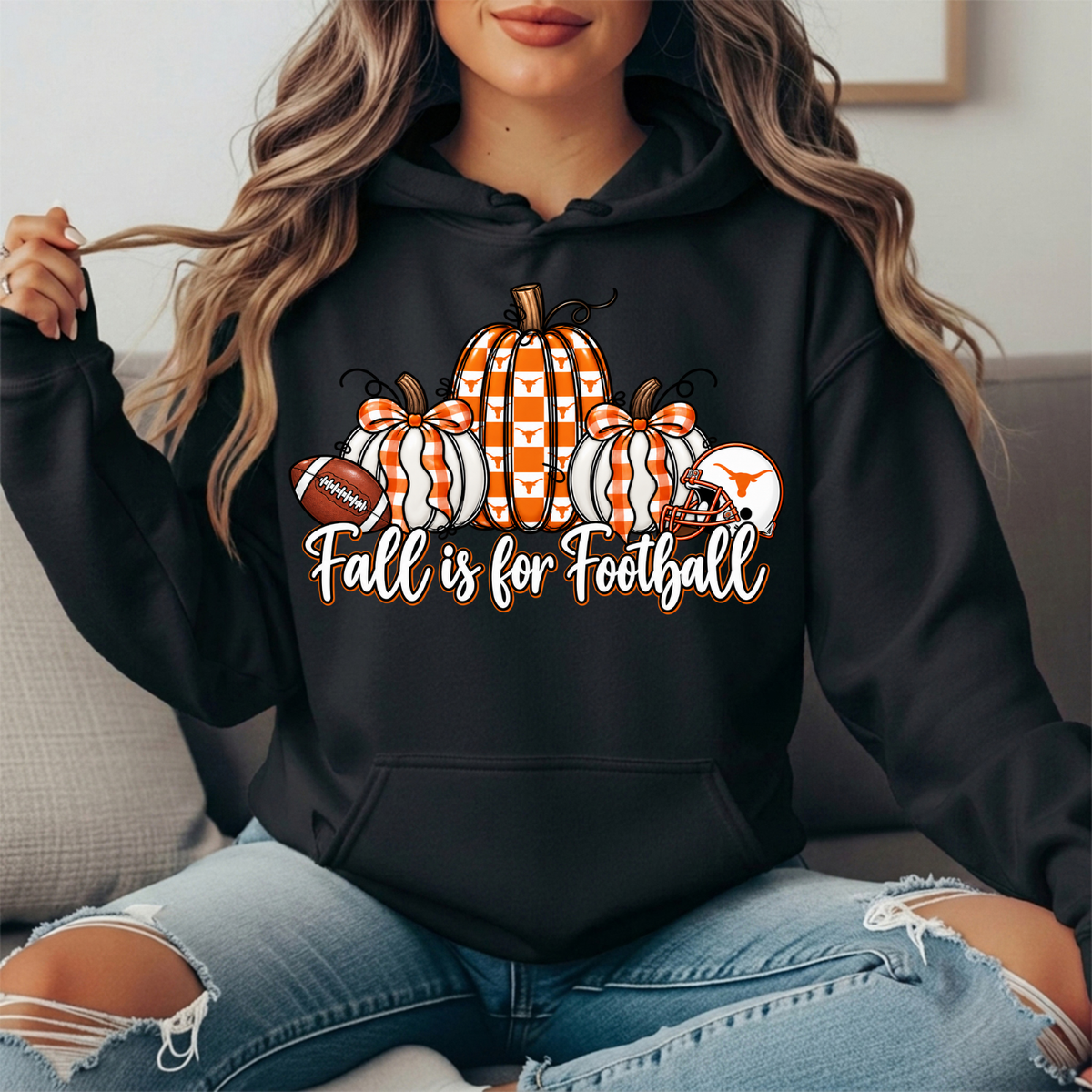 Texas Longhorns Fall Is for Football Pumpkin Graphic Hoodie