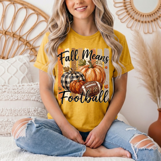 Fall Means Football Pumpkin Graphic Tee