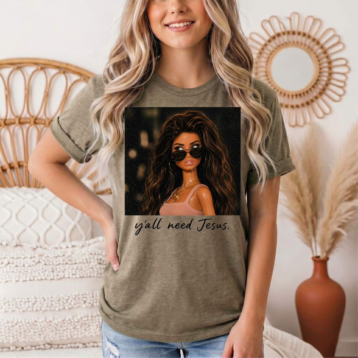 Y'all Need Jesus Doll Graphic Tee