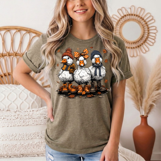 Autumn Duck Trio Boots & Bow Graphic Tee