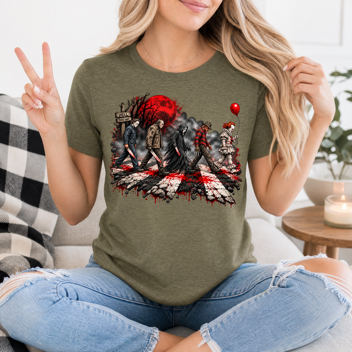 Halloween Horror Slashers Crosswalk Graphic Tee