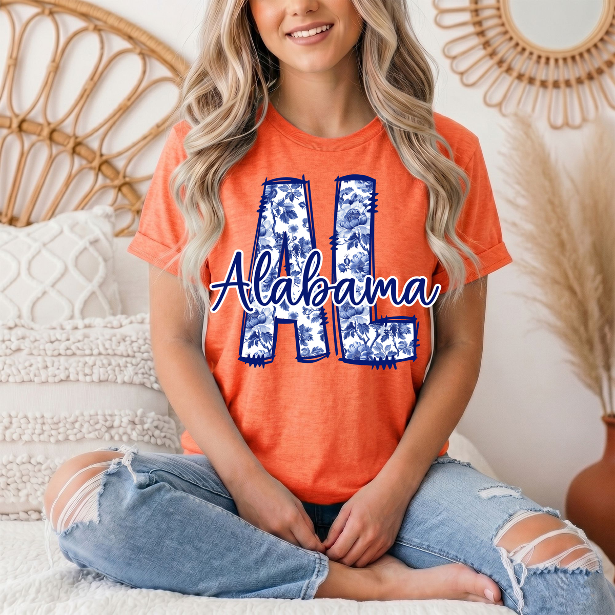 Alabama Blue Floral AL Graphic Tee