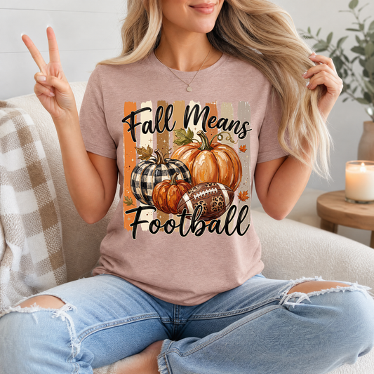 Fall Means Football Pumpkin Graphic Tee