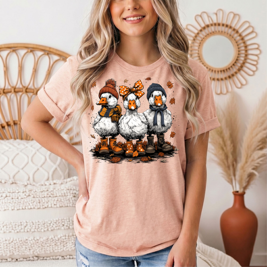 Autumn Duck Trio Boots & Bow Graphic Tee