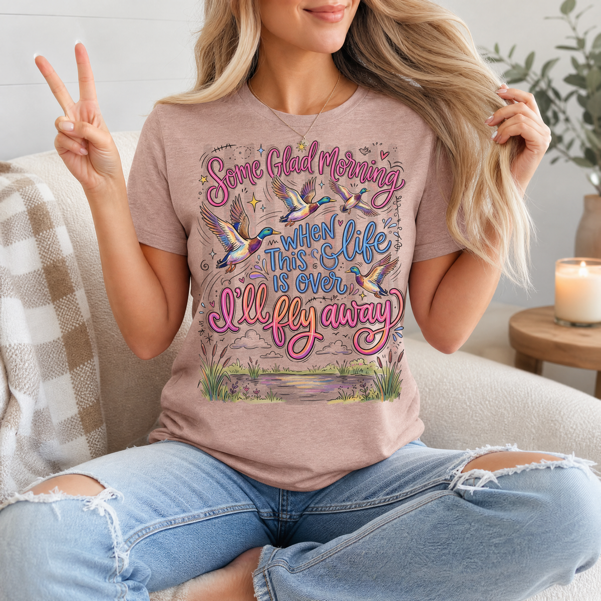 I'll Fly Away Flying Ducks Christian Graphic Tee