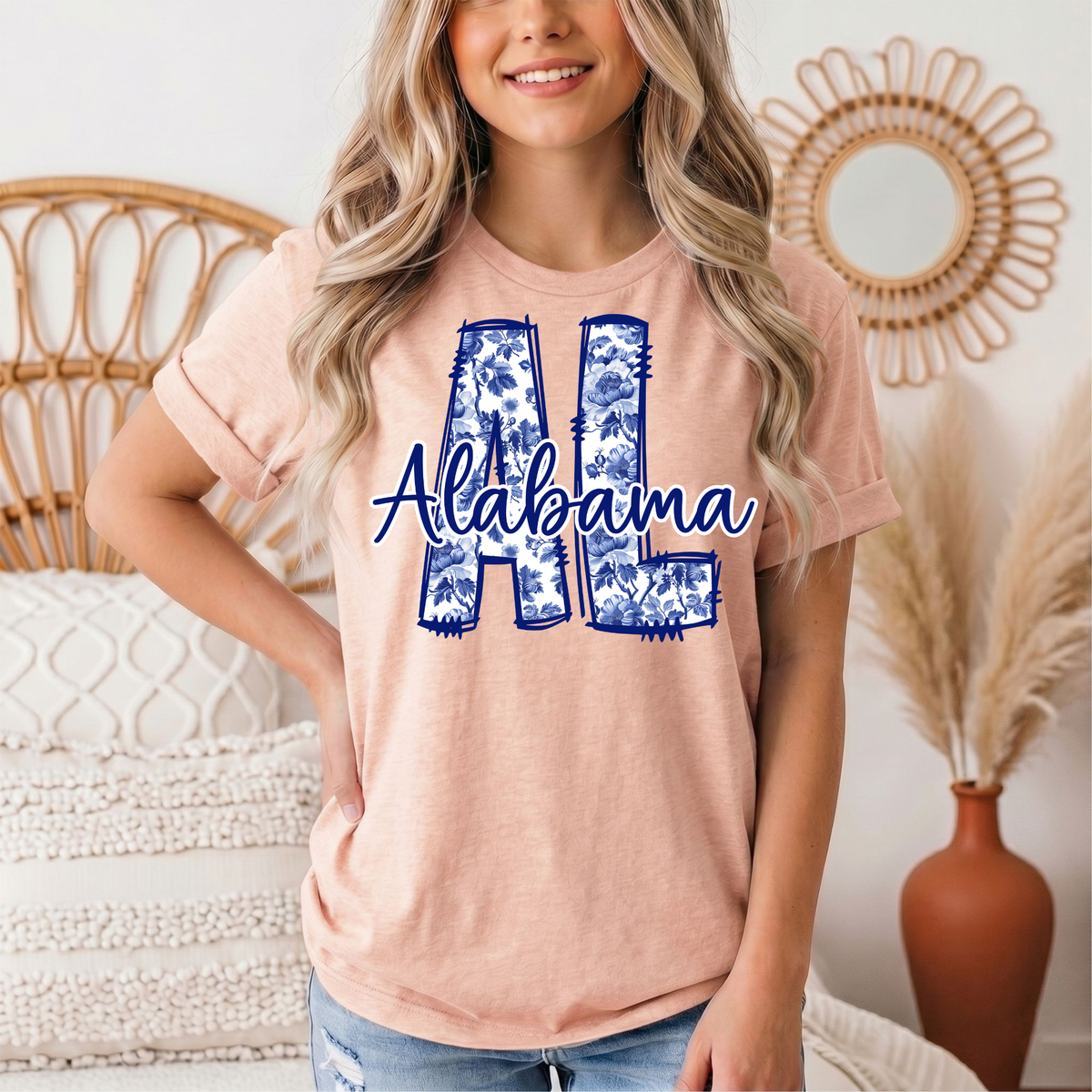 Alabama Blue Floral AL Graphic Tee