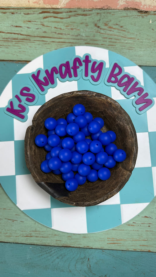 15mm Solid Silicone Beads- Cobalt Blue