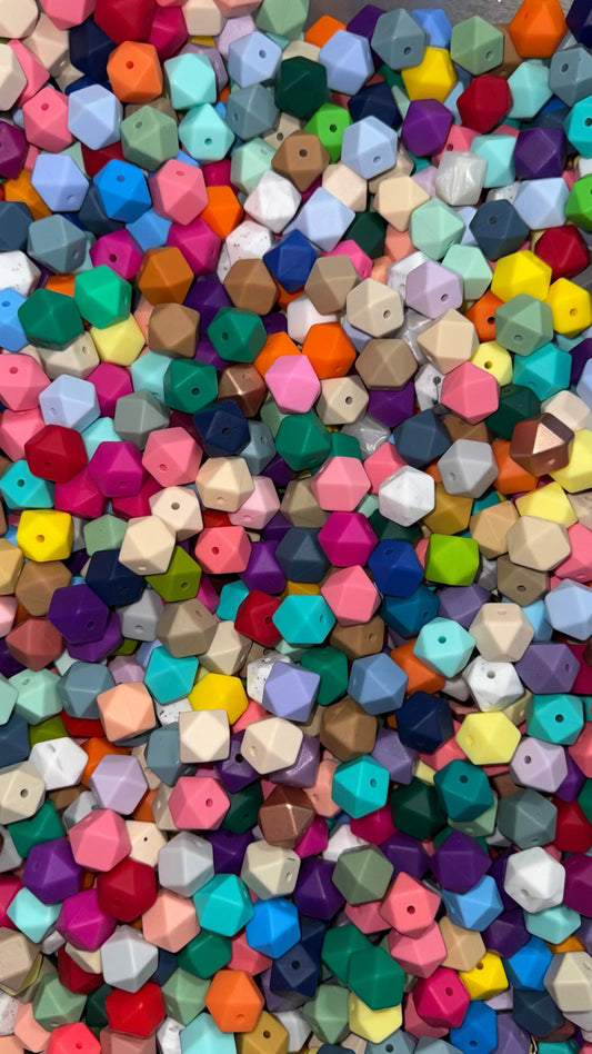 14mm Silicone Hexagon Beads- Random MIX K's Krafty Barn