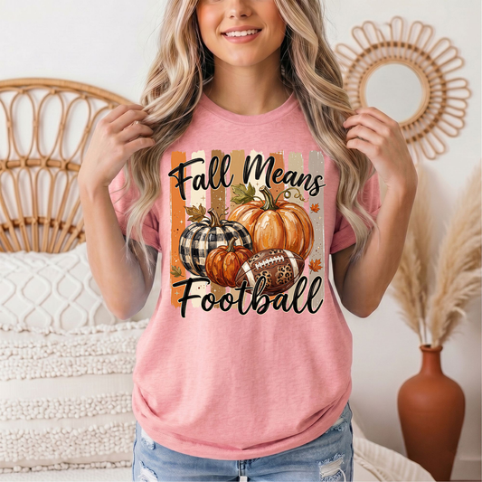 Fall Means Football Pumpkin Graphic Tee