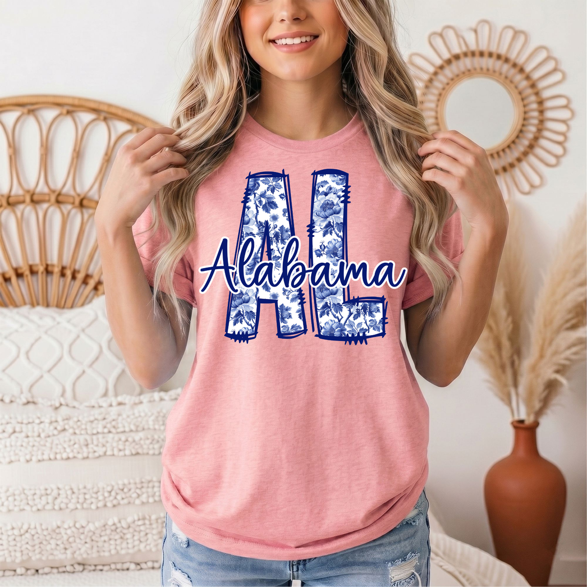 Alabama Blue Floral AL Graphic Tee