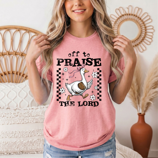 Off To Praise The Lord Christian Graphic Tee