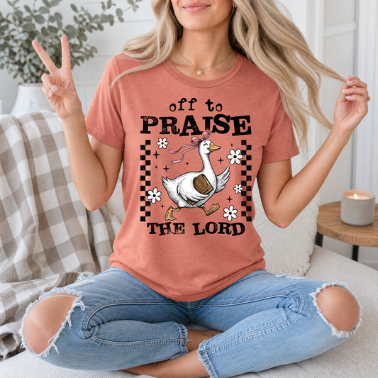 Off To Praise The Lord Christian Graphic Tee