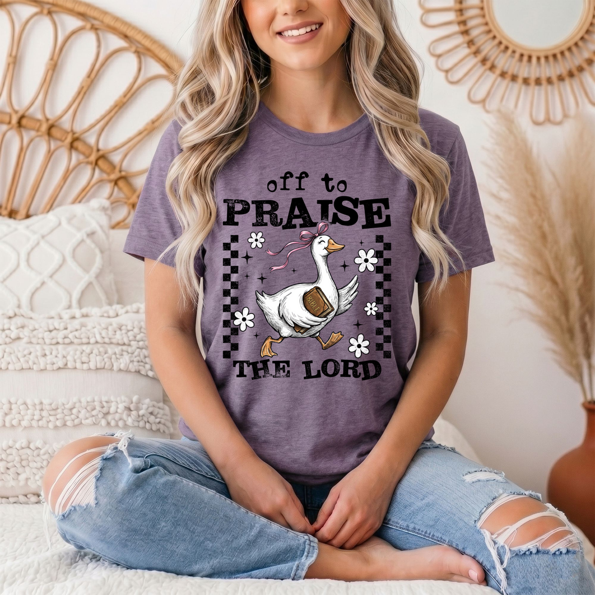 Off To Praise The Lord Christian Graphic Tee