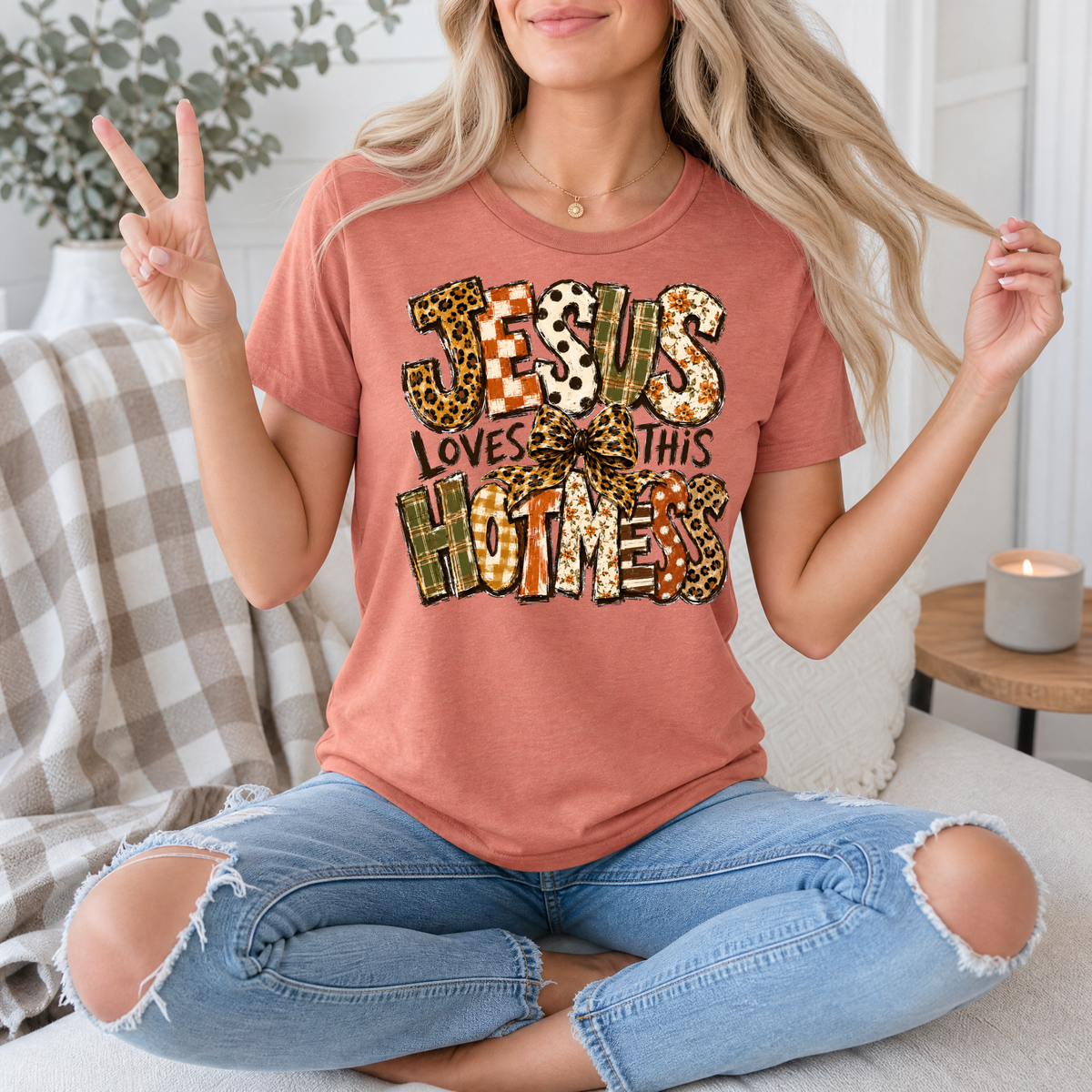 Jesus Loves This Hot Mess Christian Graphic Tee