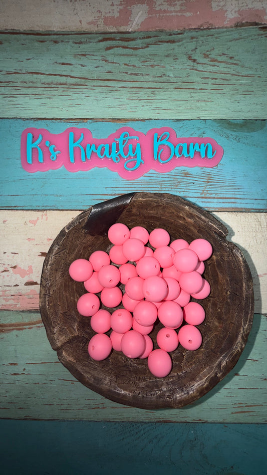 15mm Solid Silicone Beads- Bubblegum Pink