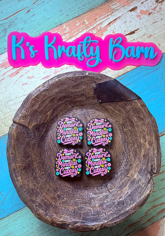 Wholesale Silicone Focal Bead- Very demure very mindful very cutesy