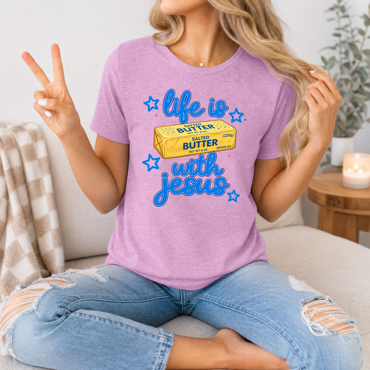 Life Is Butter With Jesus Premium Graphic Tee