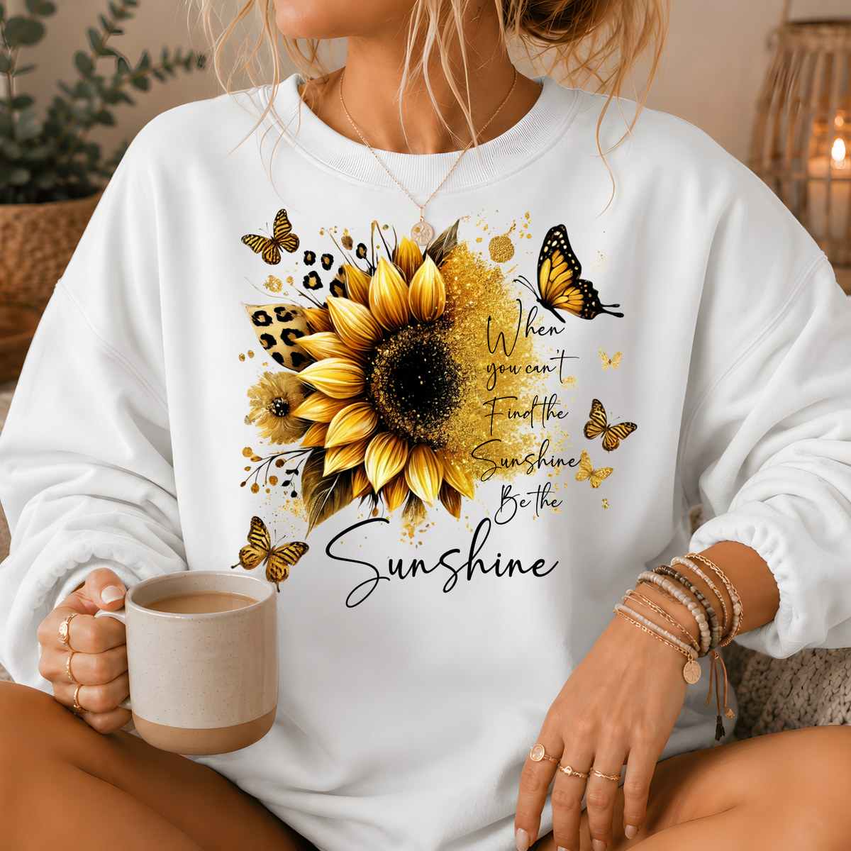 Be the Sunshine Sunflower Butterfly Crewneck Sweatshirt