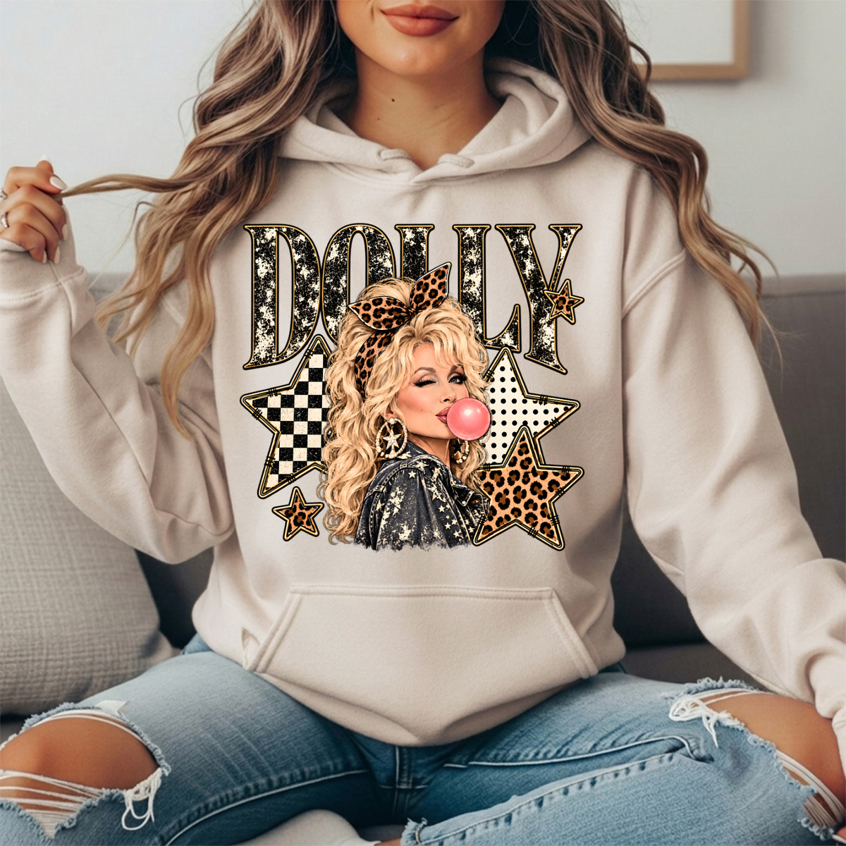 Dolly Bubblegum & Leopard Stars Graphic Hoodie