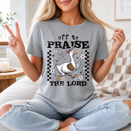 Off To Praise The Lord Christian Graphic Tee