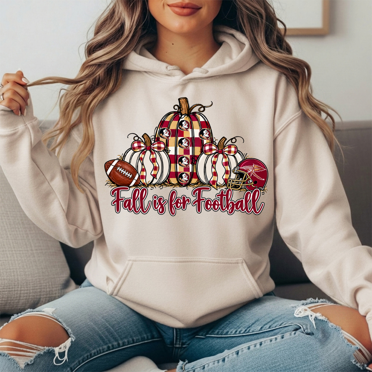 Florida State Fall Is for Football Pumpkin Graphic Hoodie
