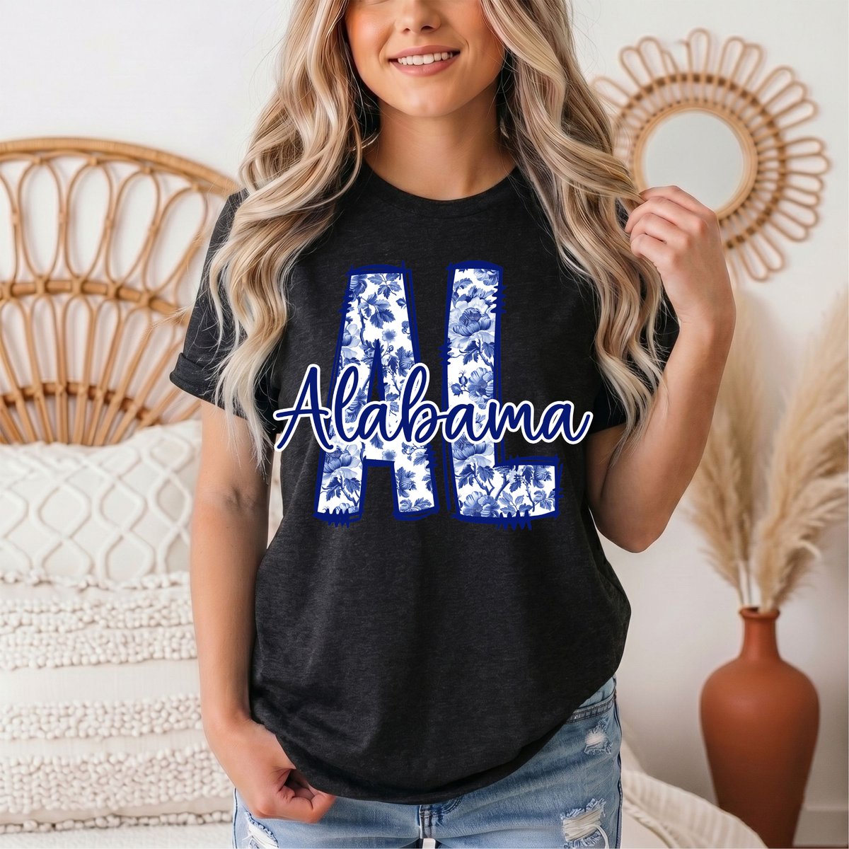 Alabama Blue Floral AL Graphic Tee