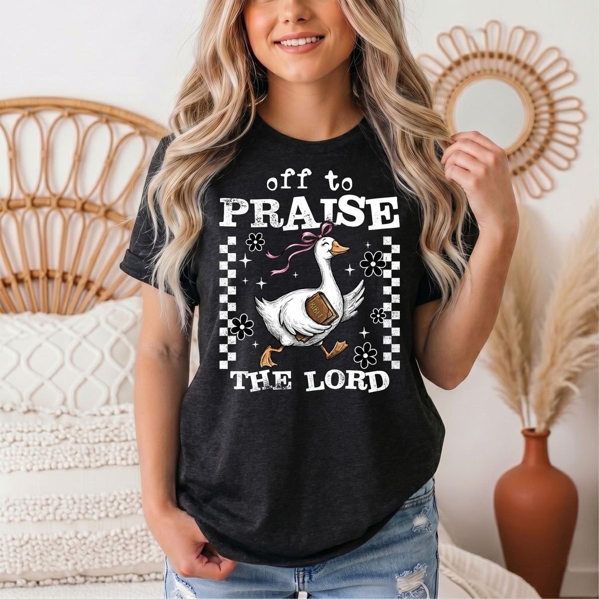 Off To Praise The Lord Christian Graphic Tee