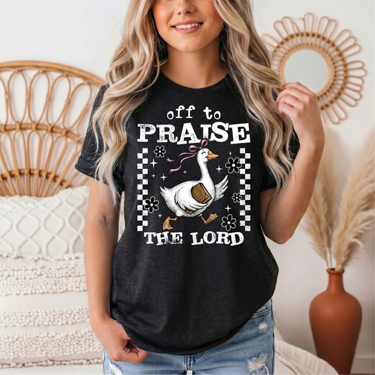 Off To Praise The Lord Christian Graphic Tee