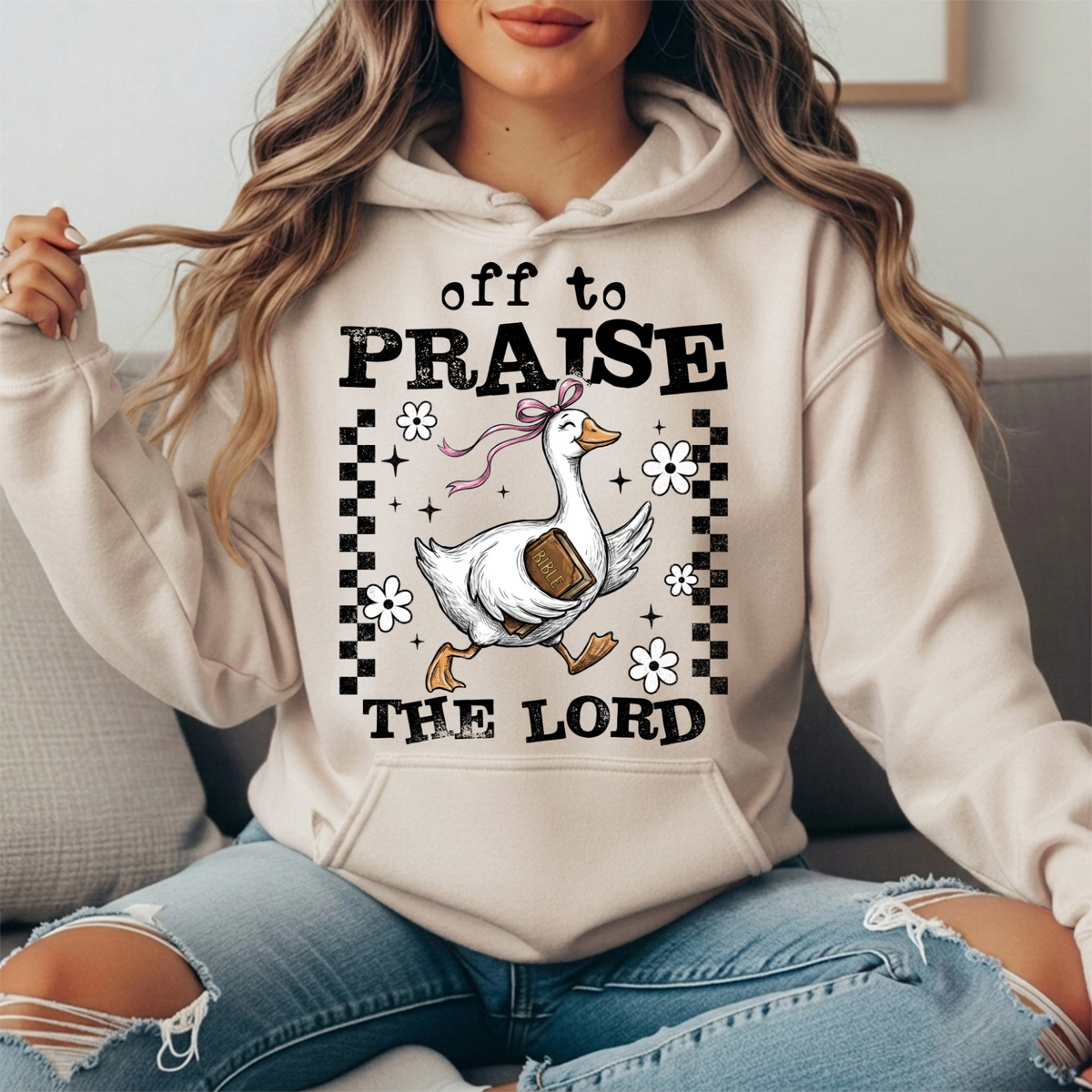 Off to Praise the Lord Goose Graphic Hoodie