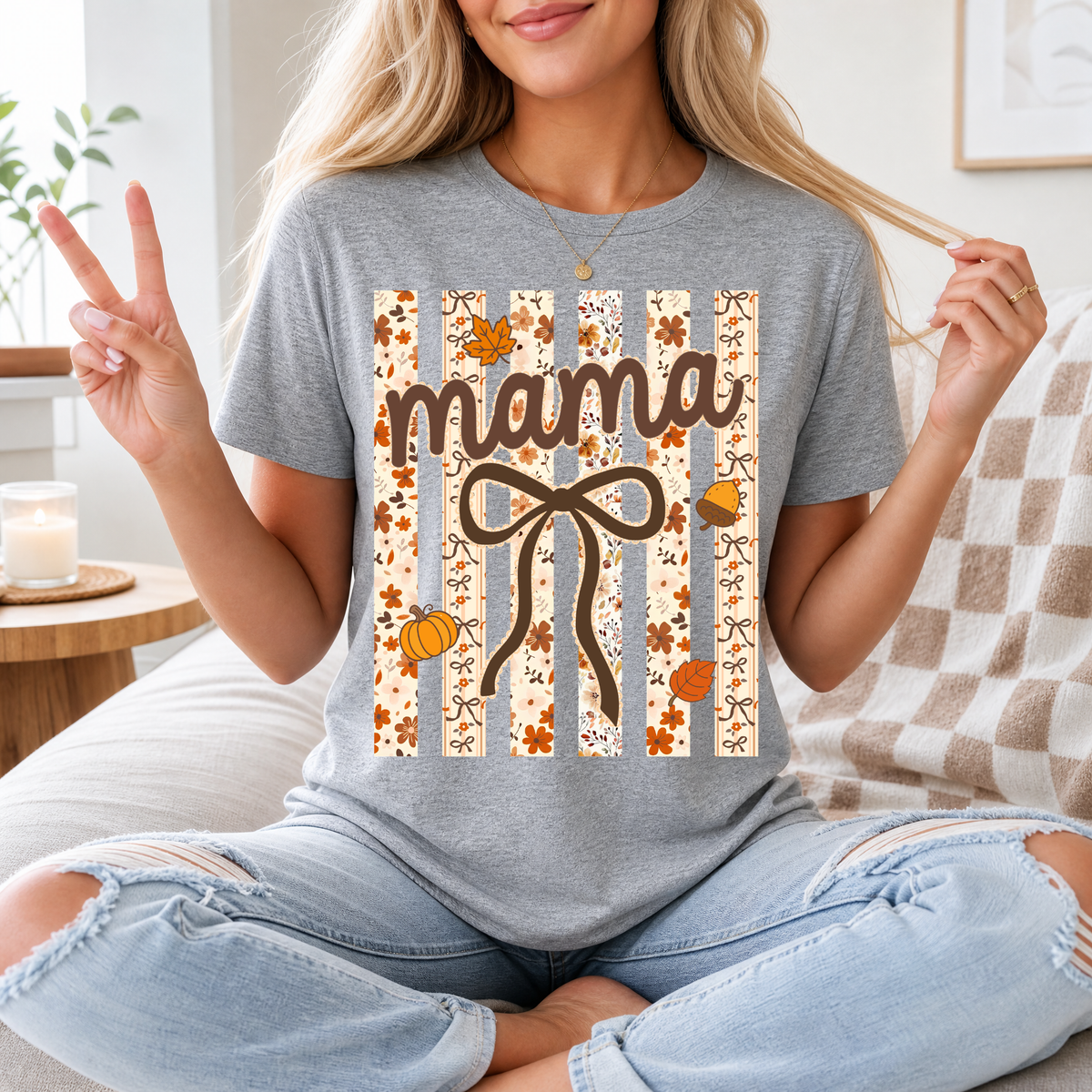 Striped Preppy Fall Premium Graphic Tee