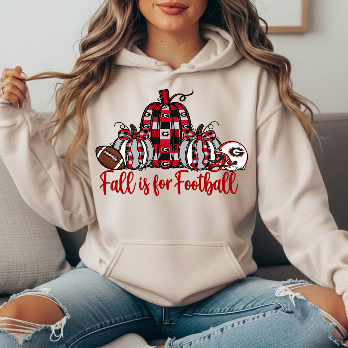 Georgia Bulldogs Fall Is for Football Pumpkin Graphic Hoodie