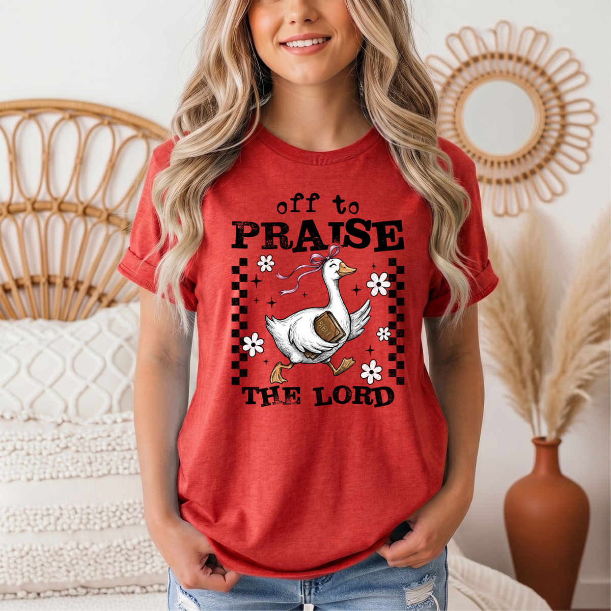 Off To Praise The Lord Christian Graphic Tee