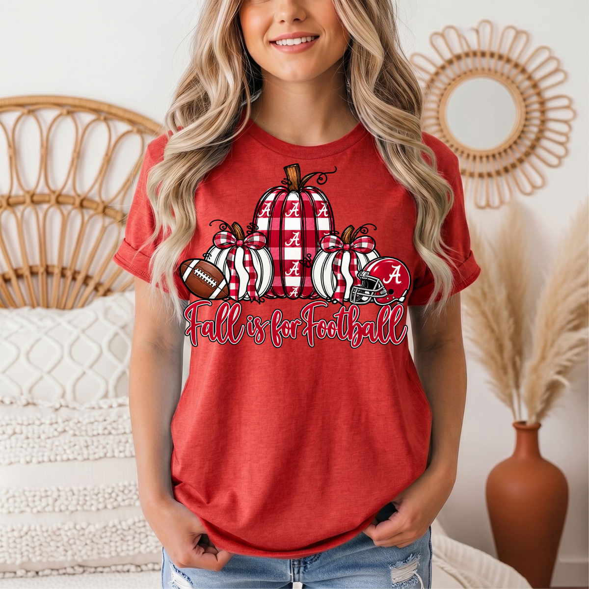 Fall Is for Football Alabama Pumpkin Graphic Tee