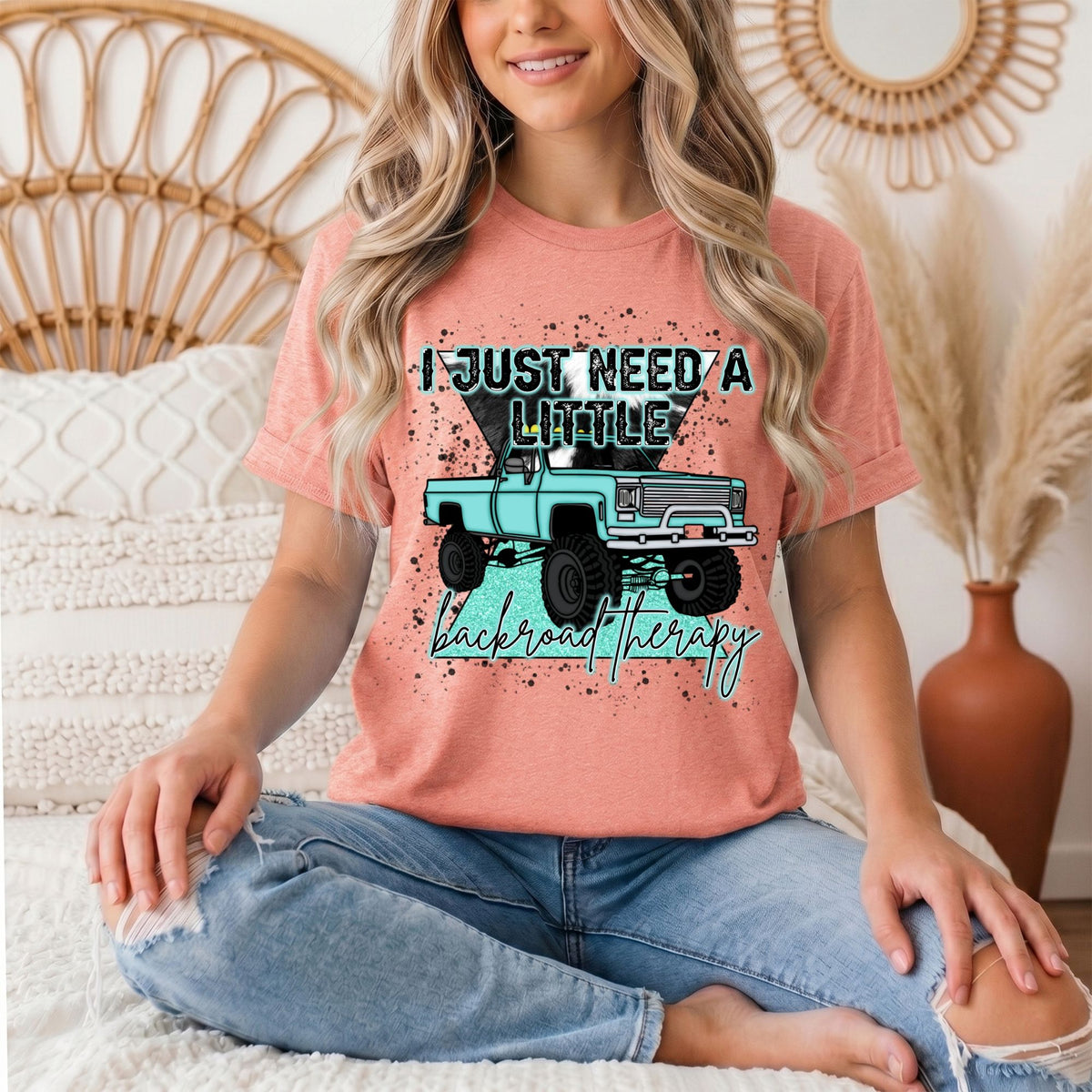Backroad Therapy Turquoise Truck Graphic Tee