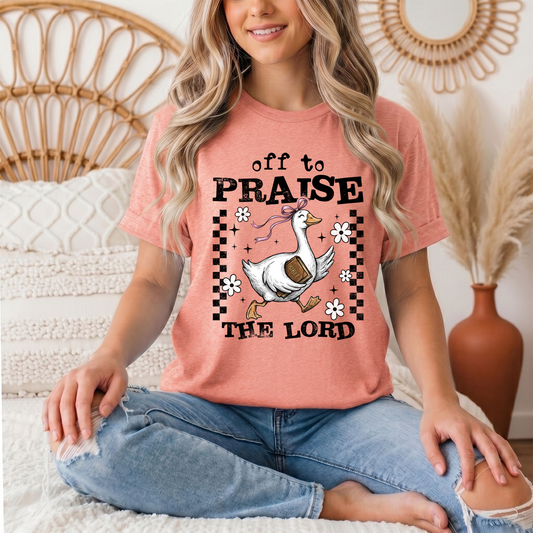Off To Praise The Lord Christian Graphic Tee
