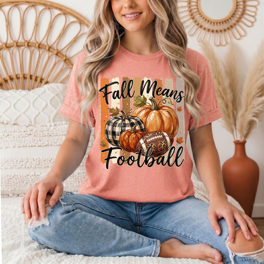 Fall Means Football Pumpkin Graphic Tee