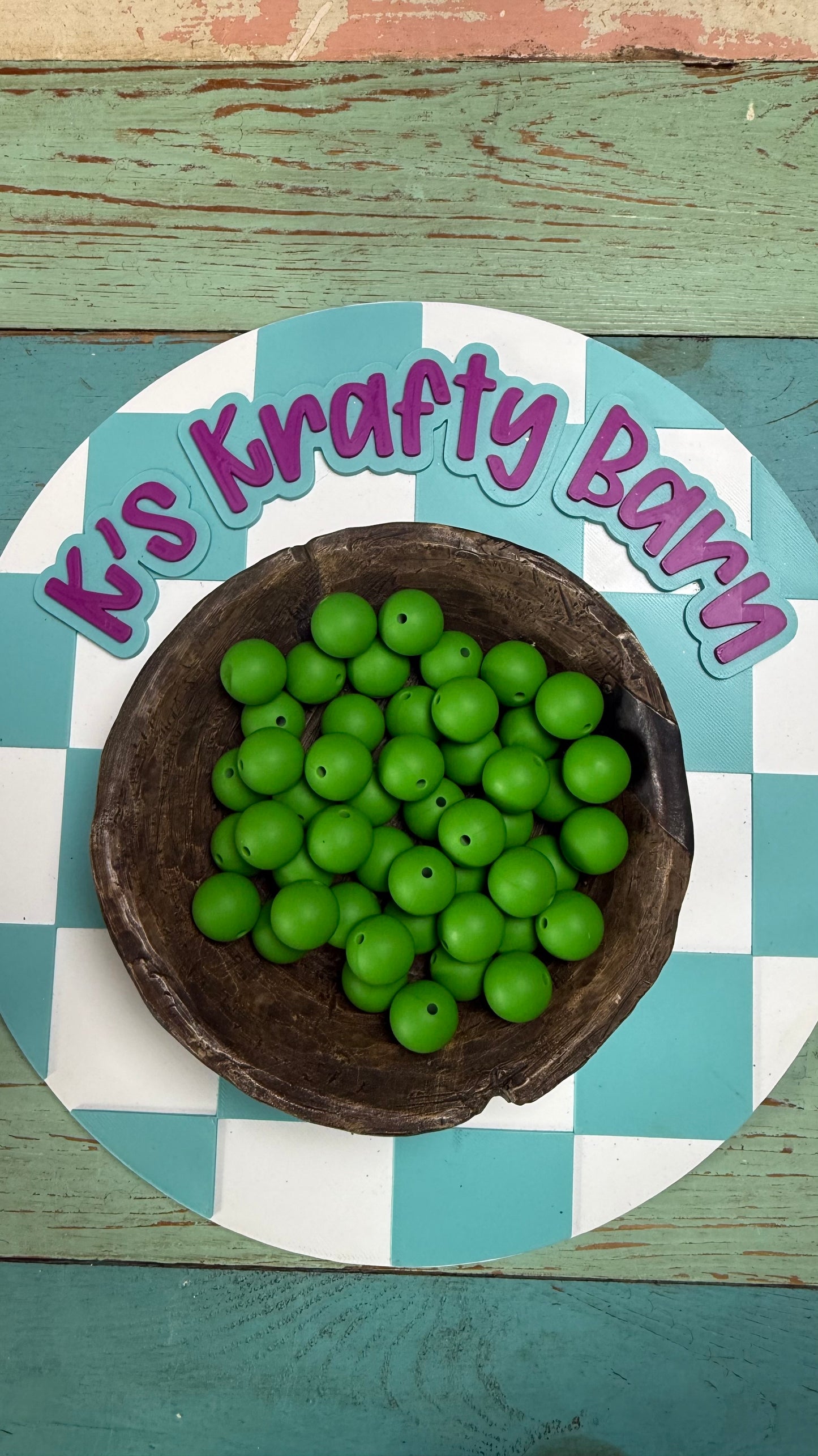 15mm Solid Silicone Beads- Kelly Green