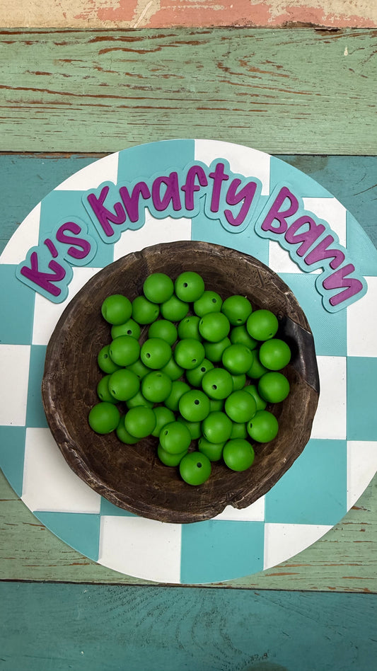 15mm Solid Silicone Beads- Kelly Green