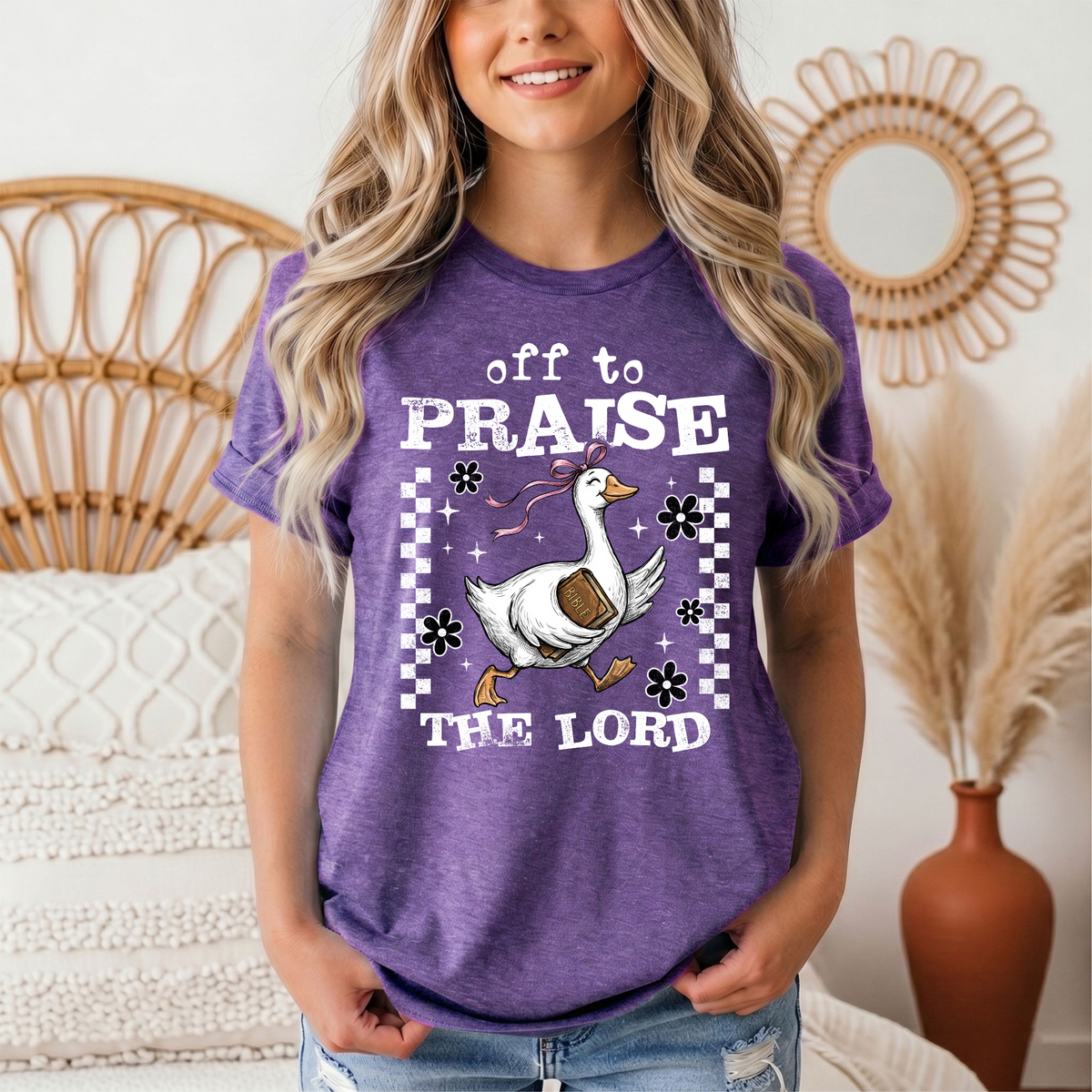 Off To Praise The Lord Christian Graphic Tee