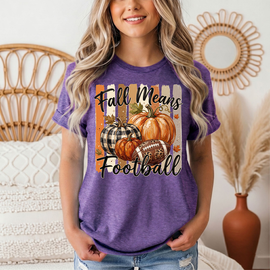 Fall Means Football Pumpkin Graphic Tee
