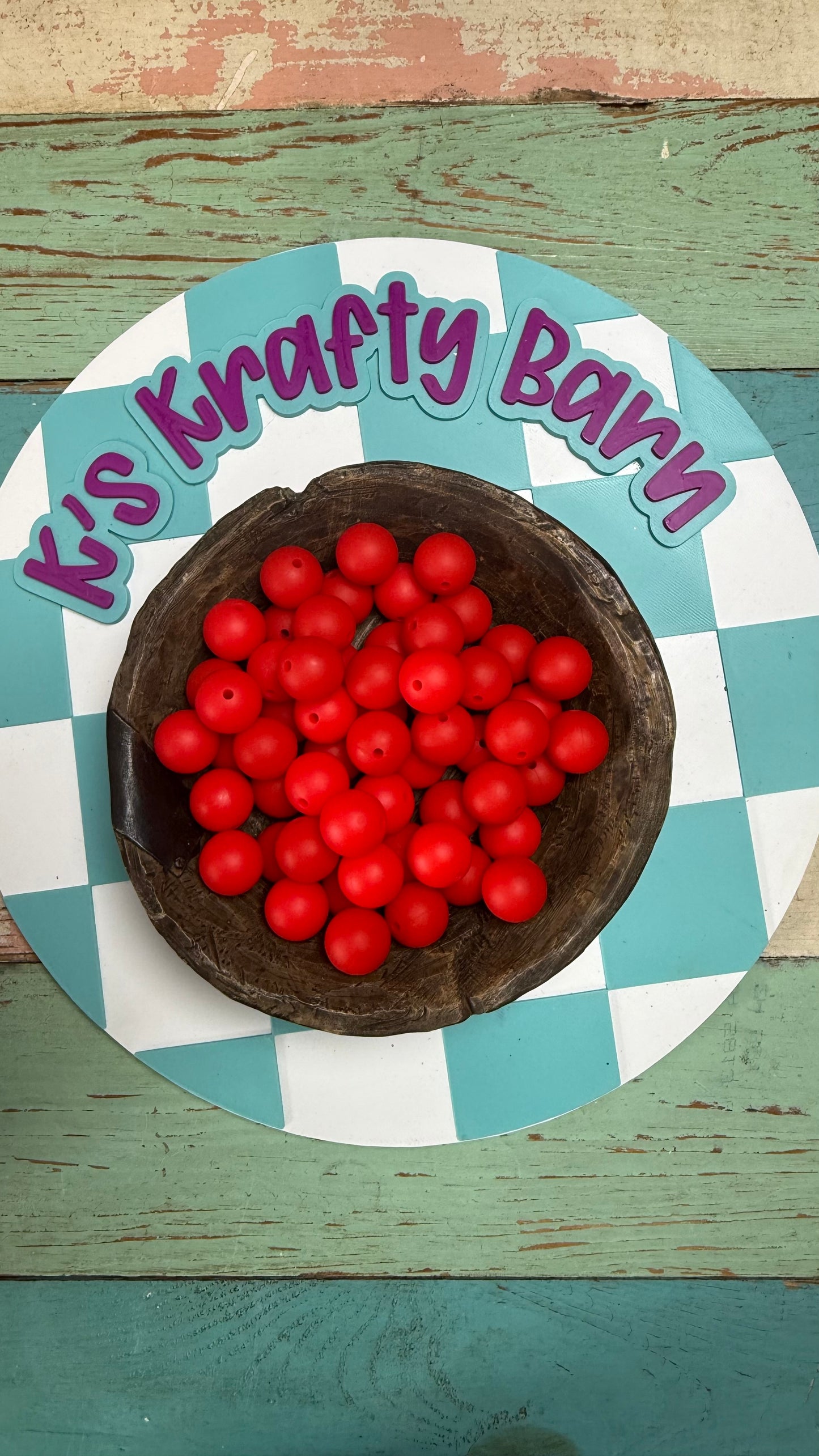 15mm Solid Silicone Beads- Candy Apple Red
