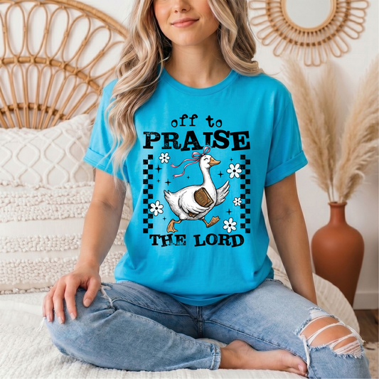 Off To Praise The Lord Christian Graphic Tee