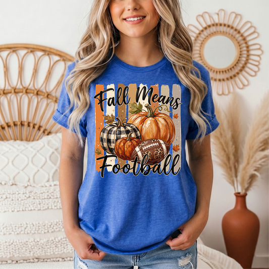 Fall Means Football Pumpkin Graphic Tee