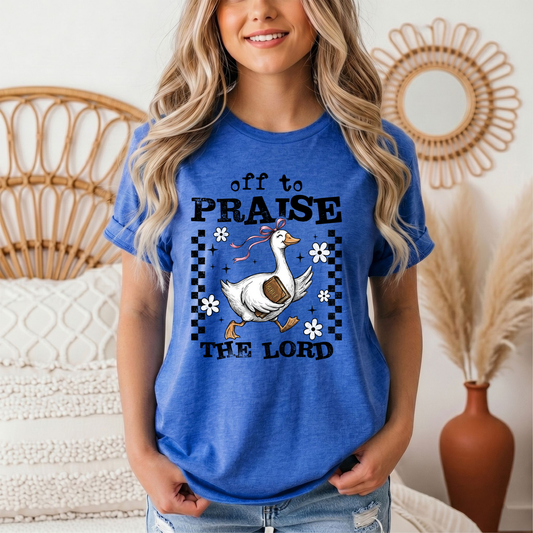 Off To Praise The Lord Christian Graphic Tee