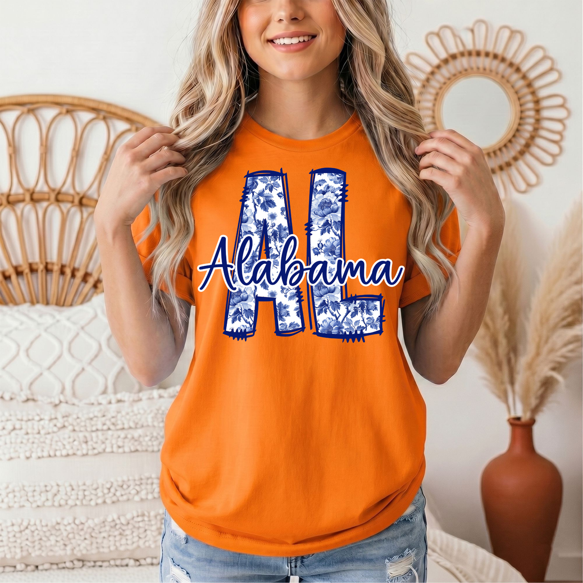 Alabama Blue Floral AL Graphic Tee