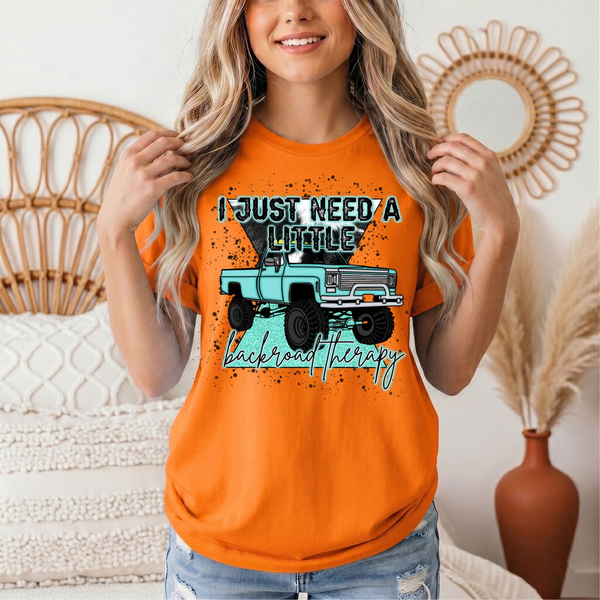 Backroad Therapy Turquoise Truck Graphic Tee