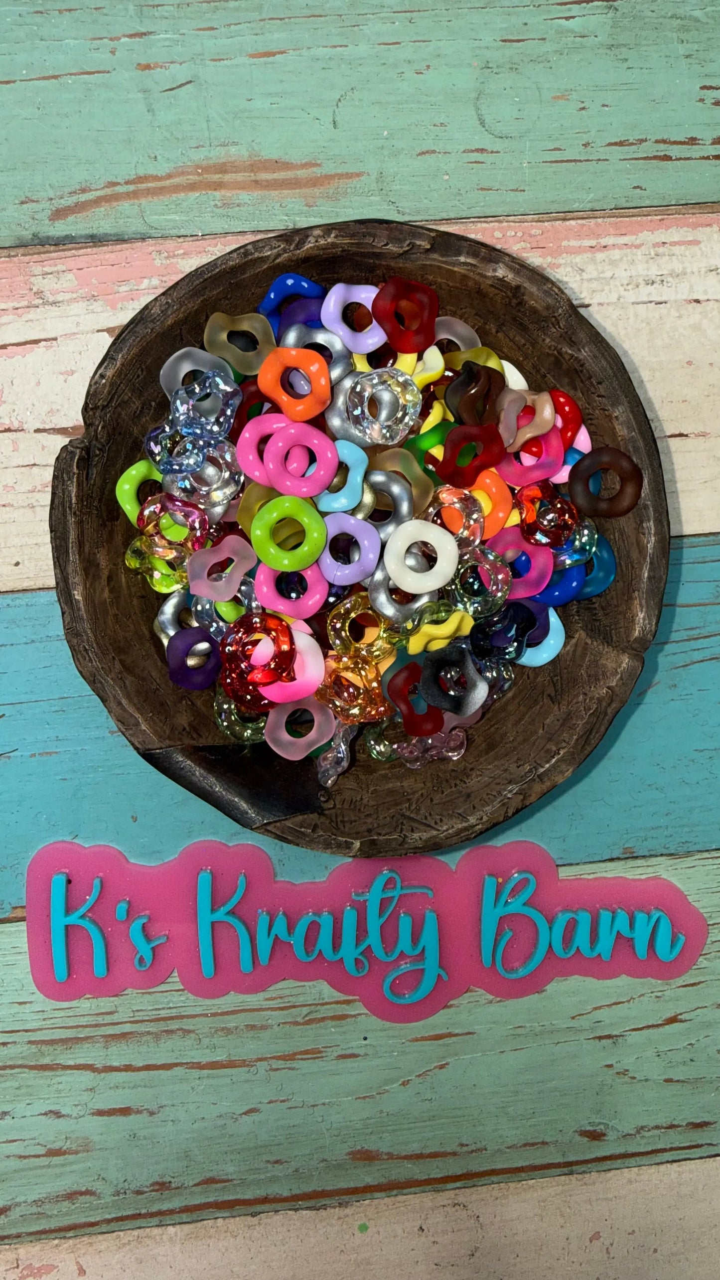 15-16mm Wavy Spacers for beadable items- 50 pack mix K's Krafty Barn